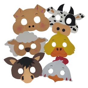 Fantasia Máscara Animais Fazendinha Kit Com 6 Unidades