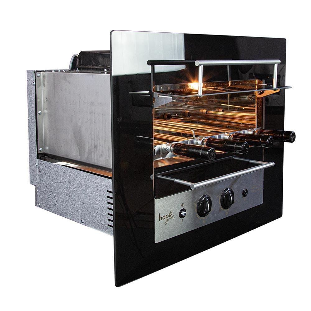 Assador a Gás Premium de Embutir 4 Espetos Rotativos Hope Glass Premium 04