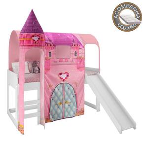 Cama com Escorregador e Barraca com Cômoda Infantil Barbie Play 8A