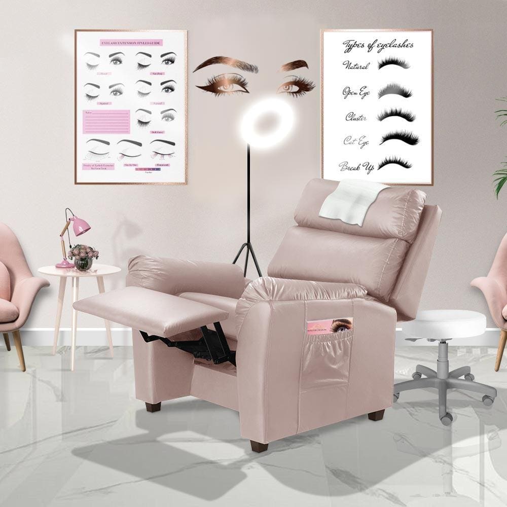 Poltrona Para Extensão De Cílios Reclinável Corino Rose Atenas Luapa Estofados - Rosa Claro