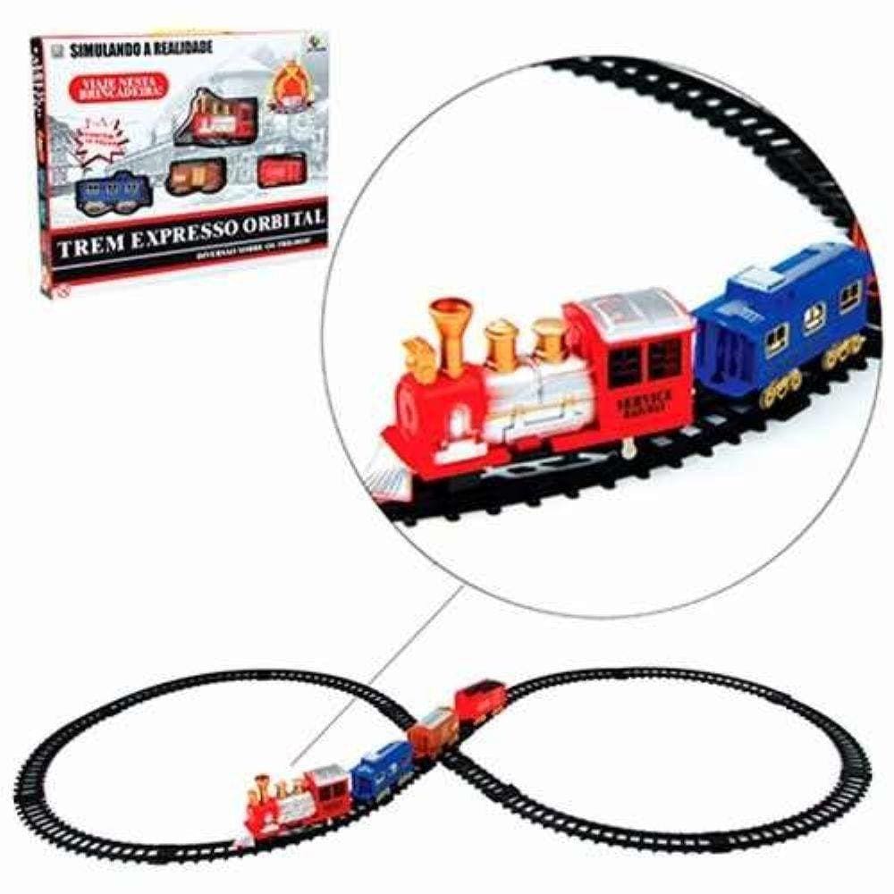 Trem de Brinquedo Super Locomotiva Expresso 14 Peças Braskit - GAMES &  ELETRONICOS