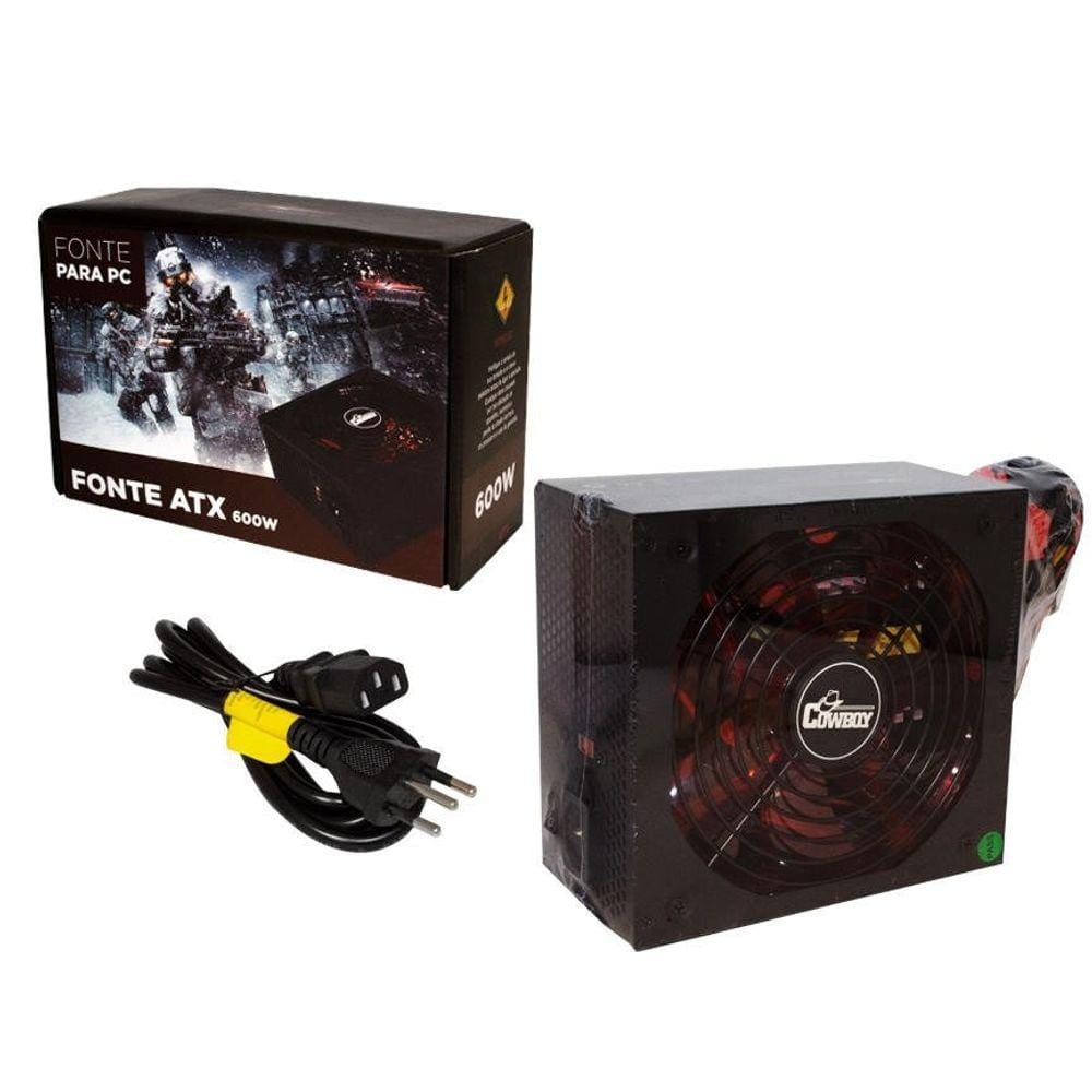 Fonte Atx 600W Reais Gamer Ultra Silenciosa