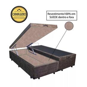 Cama Box Baú Luxo Blindado Queen Bipartido AColchoes Suede Marrom 41x158x198