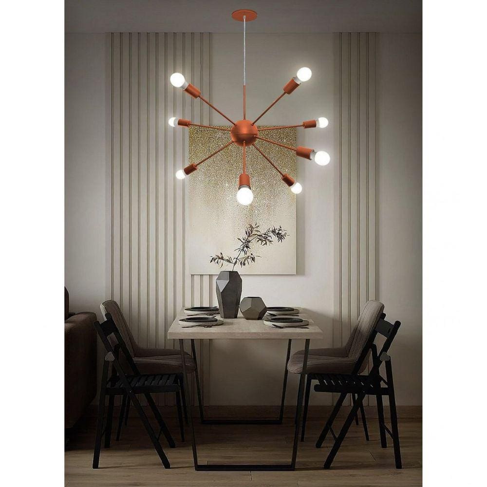 Lustre Pendente Bivolt 8 Lâmpadas Sputnik WOODS! Cobre Fosco