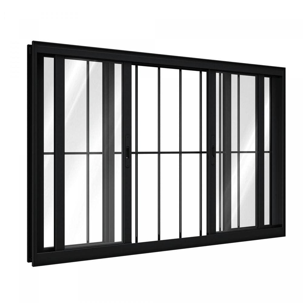 Janela de Aluminio 2 Folhas Móveis e 2 Fixas com Grade 120x150cm Lucasa Branco