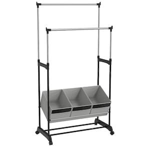 Arara de Roupa com 3 Caixas Organizadoras Tecido Just Home Collection