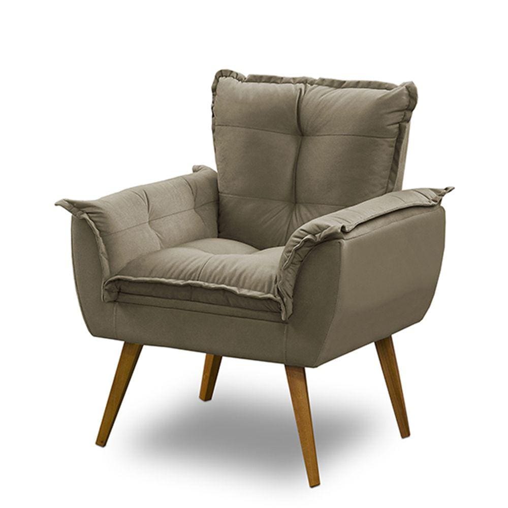 Poltrona Decorativa Opala Suede Capuccino Madelina Decor