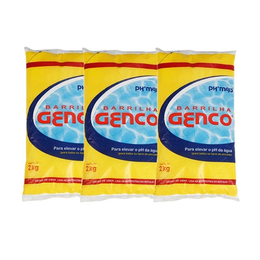 Kit 5 Elevador De Ph Barrilha Genco 2kg Para Piscina