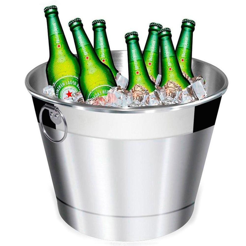 Balde De Gelo E Cerveja Térmico Em Alumínio Lixado 6,5L