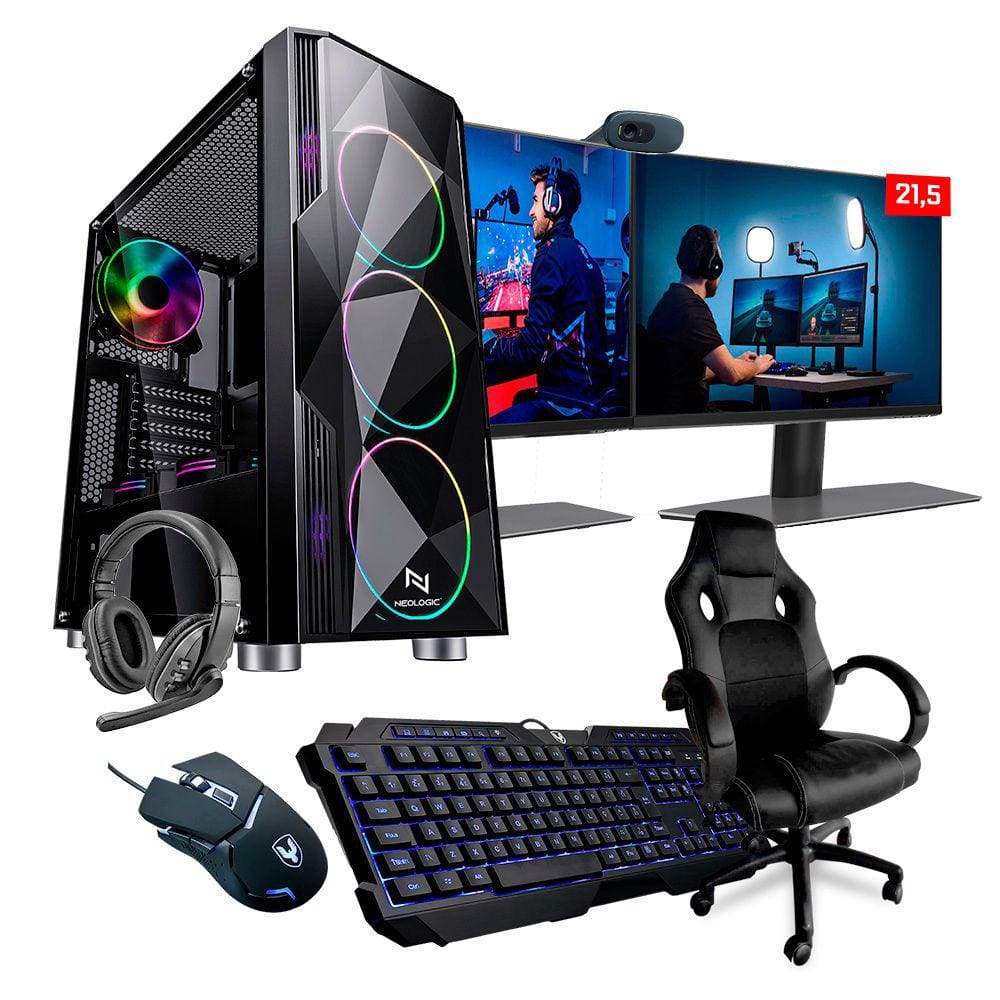 PC Gamer Completo Barato com Monitor, Teclado, Mouse e Cadeira Gamer