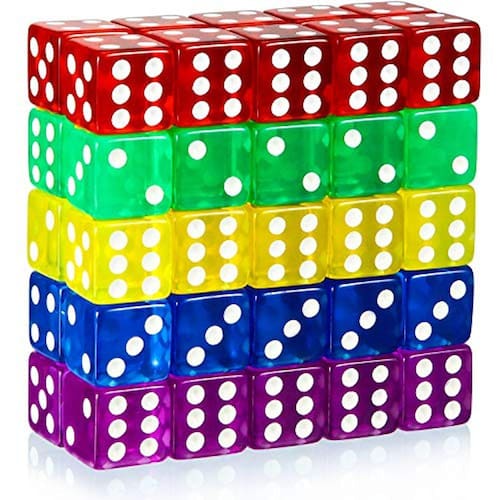 [50 peças] 6Sided Games Dice Set, Dados Coloridos com Bolsas de Veludo