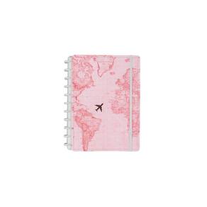 Caderno Inteligente By Gocase Mapa Mundi Rosa Tamanho Grande 80 Folhas