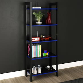 Estante Para Livros 5 Prateleiras Preto/azul Me4166 - Tecno Mobili