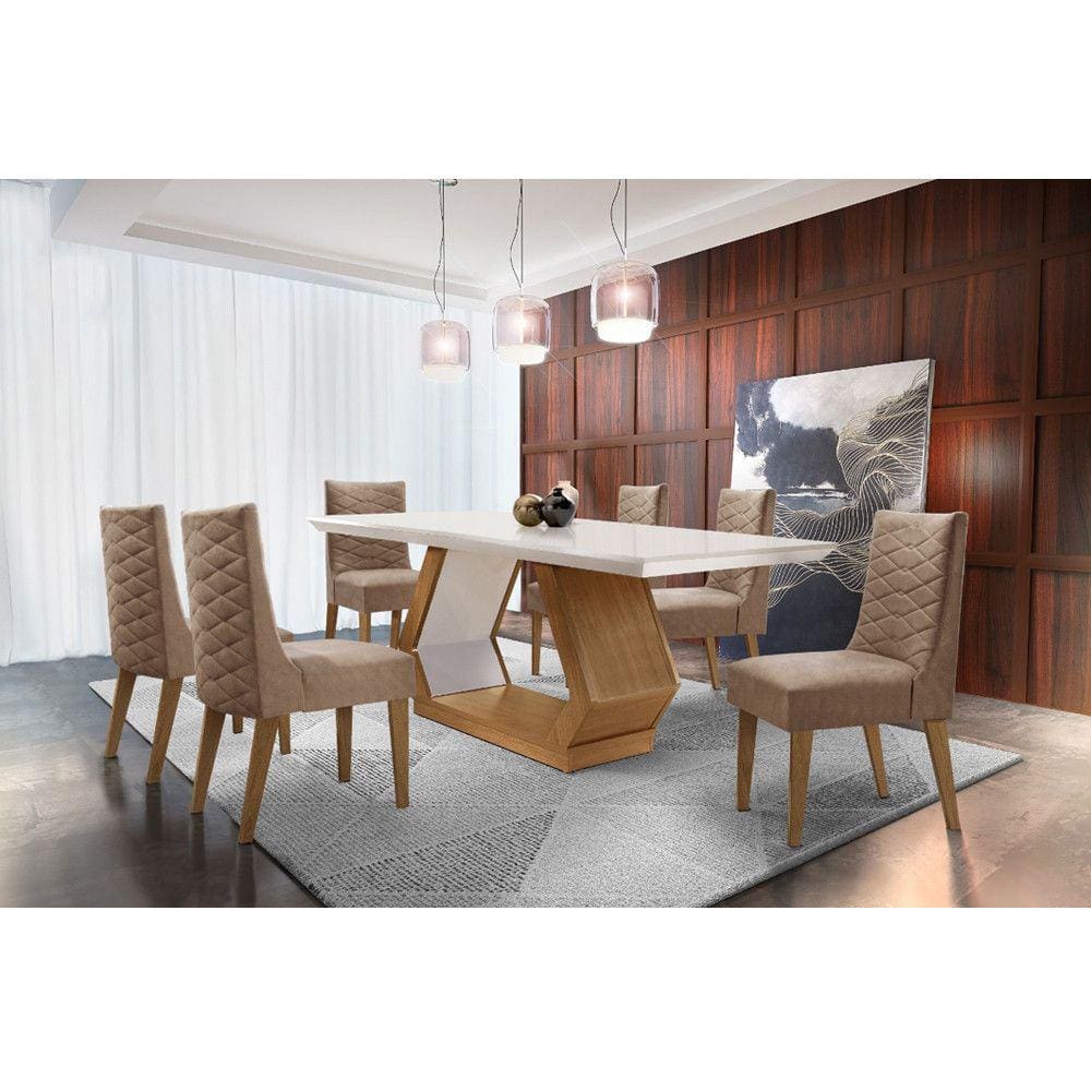 Sala de Jantar Lara 180 Tp Mdf com 6 Cadeiras Safira