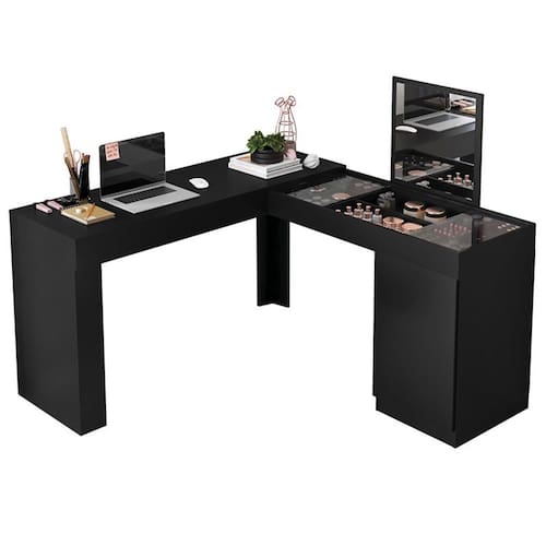 imagem-Escrivaninha Penteadeira Camarim de canto Star Preto Fosco - Mobler