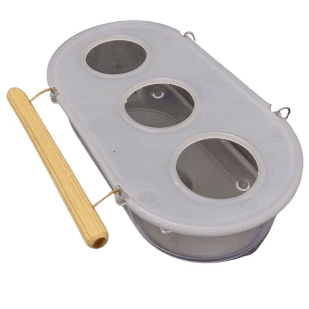 Comedouro com Poleiro 3 Furos - Branco