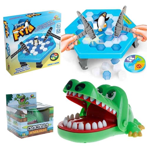 Kit 2 Jogos Brinquedo Pinguim Numa Fria Quebra Gelo Criança + Jogo