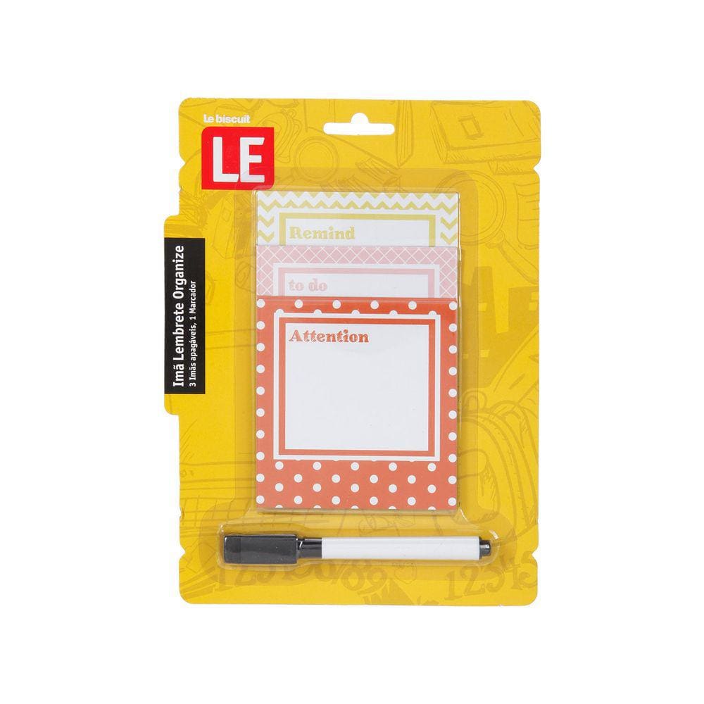Ímã Le Lembrete Organize com 3 Unidades Modelos Diversos - Item Sortido