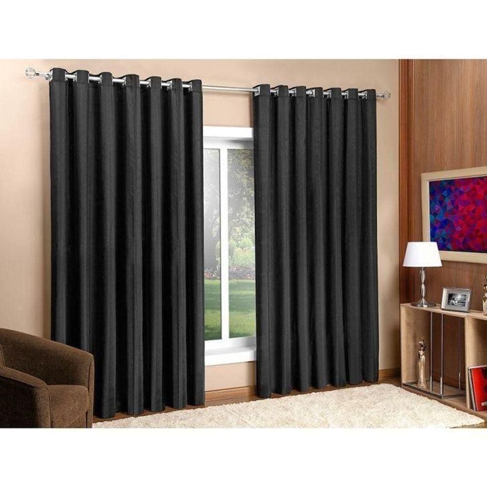 Cortina Blackout Tecido Sala/Quarto 300x250 Preta Admirare