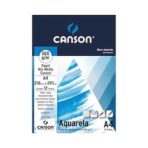 Bloco Artístico A4 Canson Aquarela Universitário 300g com 12 Folhas