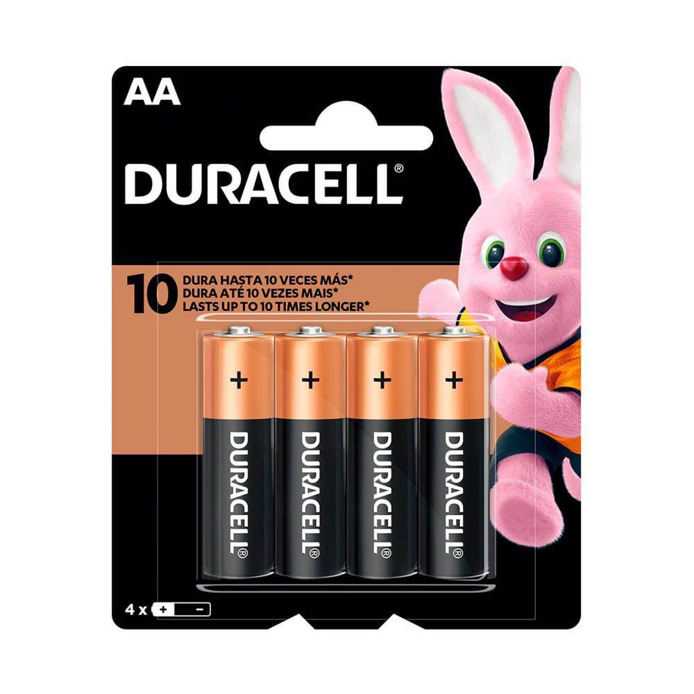 Pilha Duracell Alcalina Aa com 4 Unidades