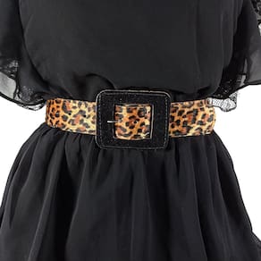 Cinto Feminino Animal Print Onça Com Fivela Preto - Quadrada
