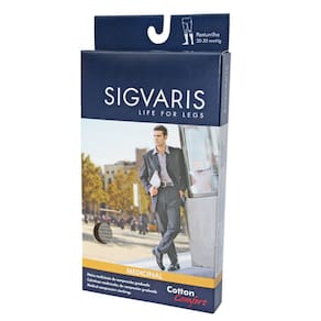 Meia Panturrilha (3/4) Masculina Sigvaris Cotton Comfort 20-30 mmHg Preta G (Tamanho Grande) Normal, Ponteira Fechada