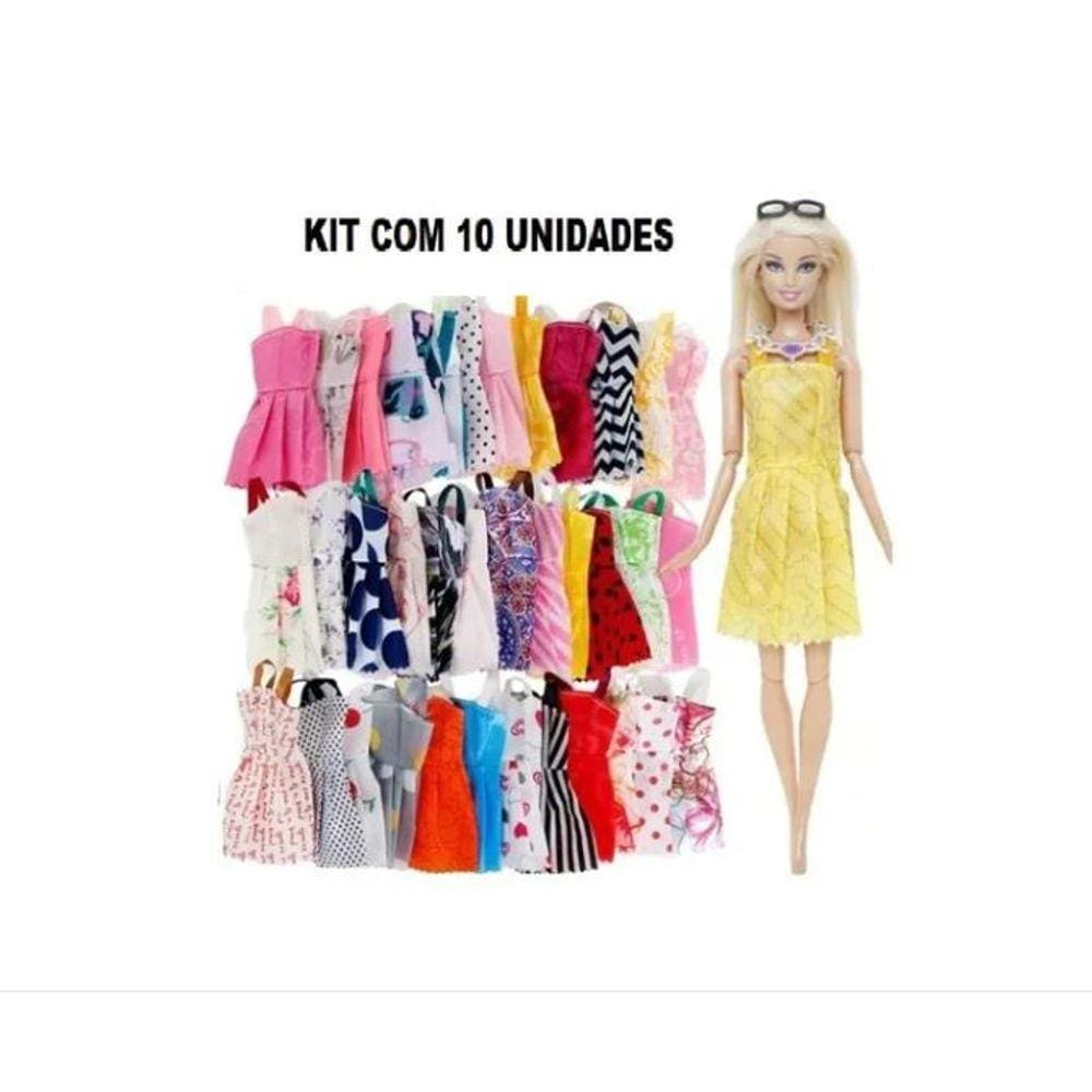 Kit Com 10 Roupinhas Roupas Para Boneca Barbie Frozen