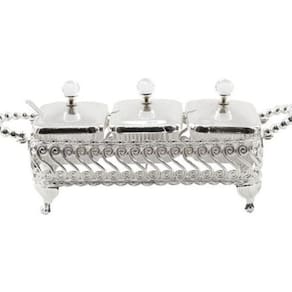 Pote De Especiarias Luxo Pés E Alças Em Metal 25 X 10