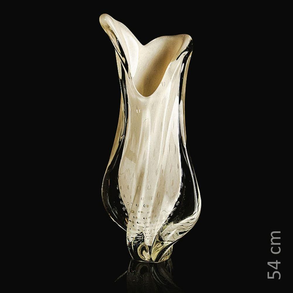 Vaso Em Cristal Murano Pérola - São Marcos 54Cm