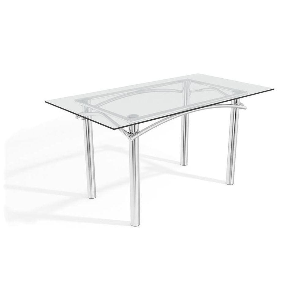 Mesa Elba Cromada Com Tampo De Vidro Incolor 1,50m