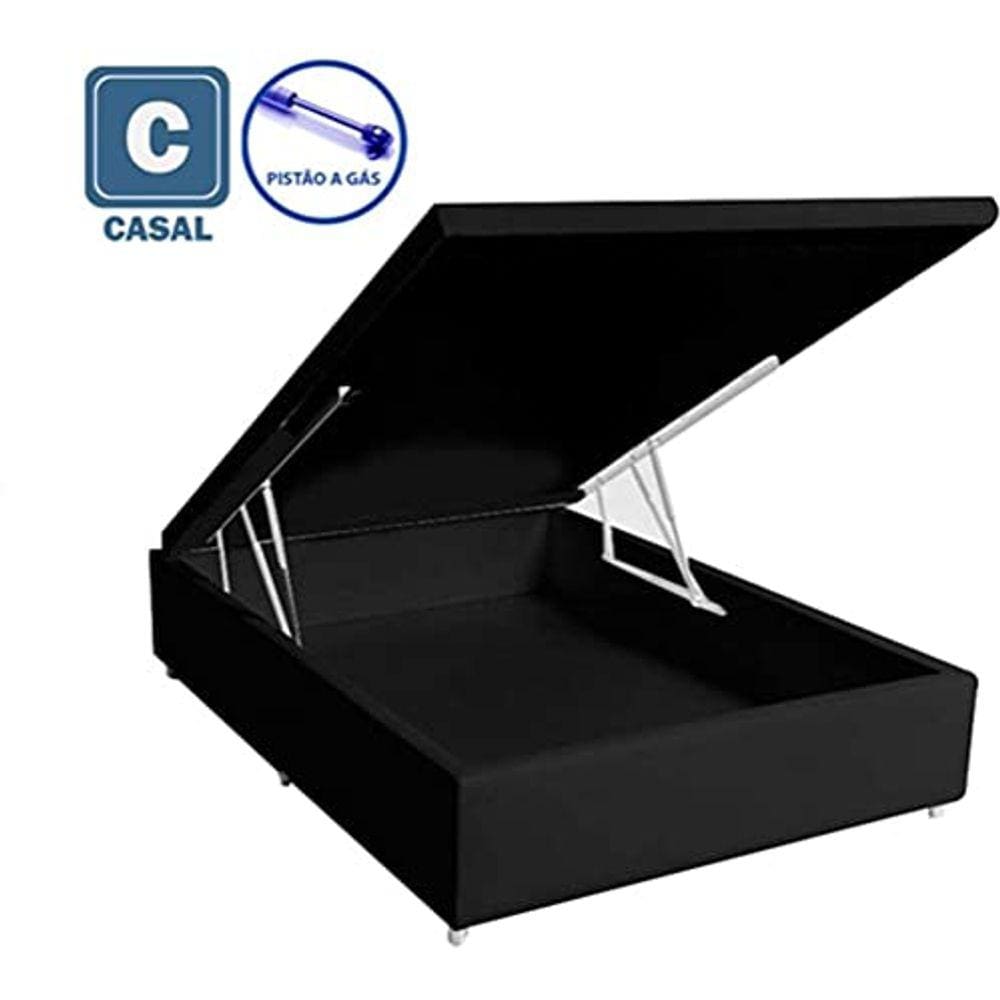 Cama Baú Casal Preto Home   138x188x41