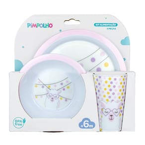 Kit Alimentação Para Bebê 3 Peças Lhama Rosa Pimpolho 93381
