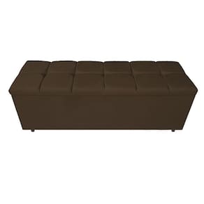 Calçadeira Estofada Manchester 140cm Casal Suede Marrom