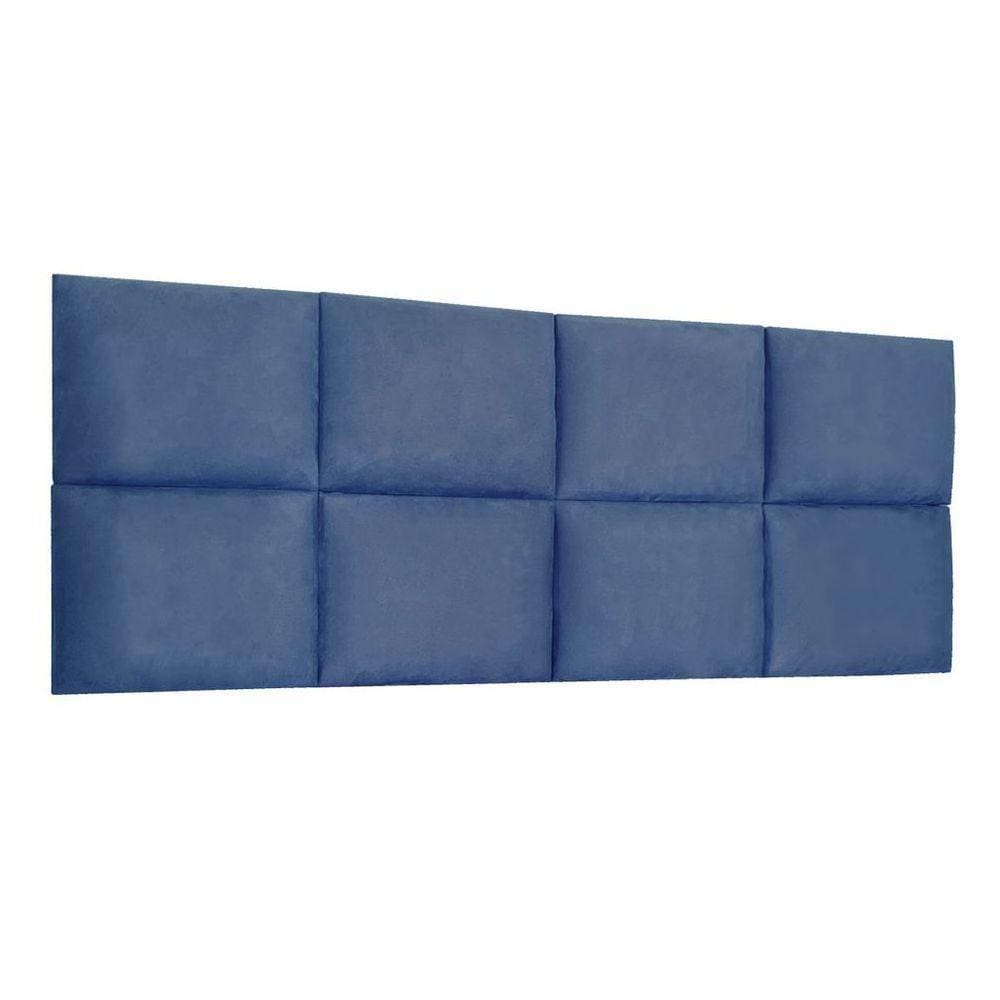 Cabeceira Painel Modulada Casal 1,40m Lorena Suede Cor Azul Marinho