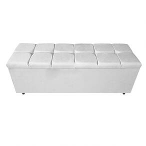 Calçadeira Estofada Manchester 160cm Queen Size Suede Branco