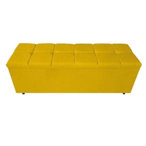 Calçadeira Estofada Manchester 160cm Queen Size Suede Amarelo