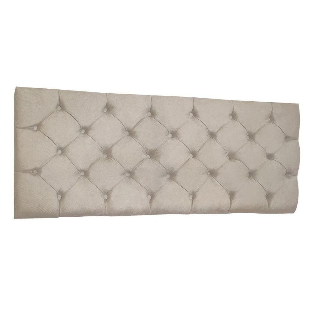 Cabeceira Painel Capitonê Queen 1,60m Jade Suede Bege