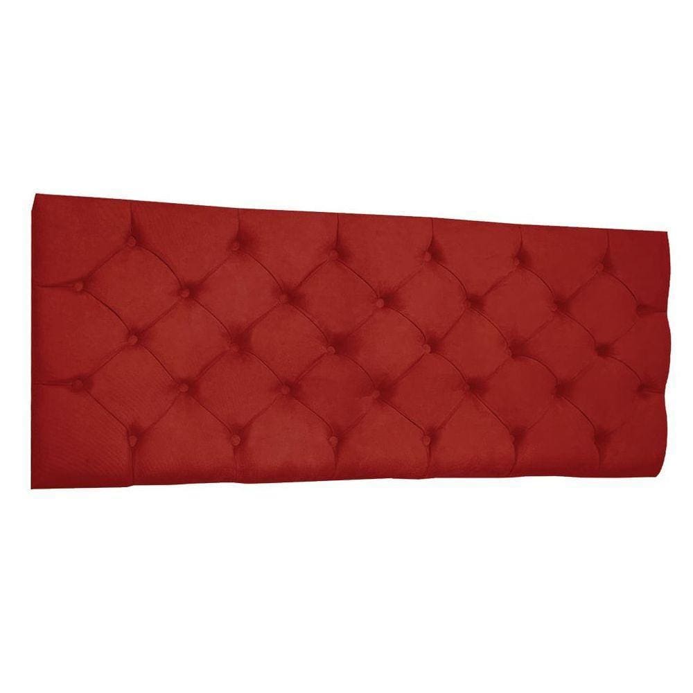 Cabeceira Painel Capitonê Casal 1,40m Jade Suede Vermelho