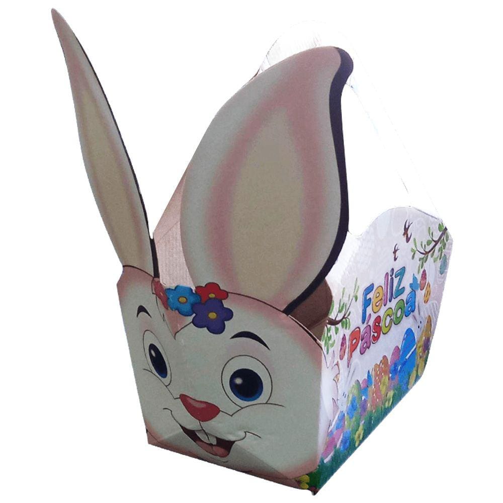 Cestinha de Páscoa Coelho Rosa 3D com Alça