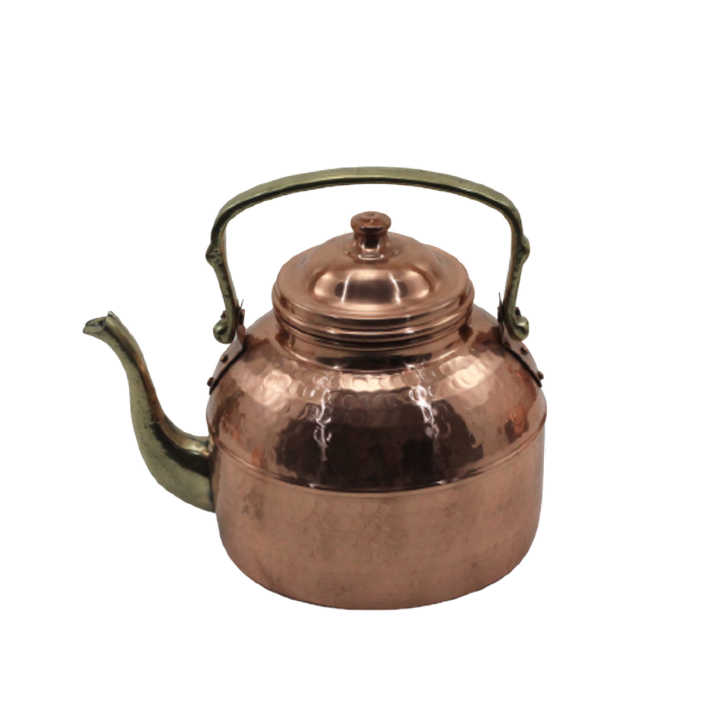 Chaleira em Cobre Bico Bronze Bule Café e Chá Jarra Tampa G