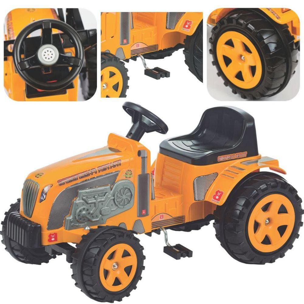 Carrinho Infantil Passeio Trator Elétrico Massey Ferguson 6V - Com Caçamba  - Biemme - Vermelho