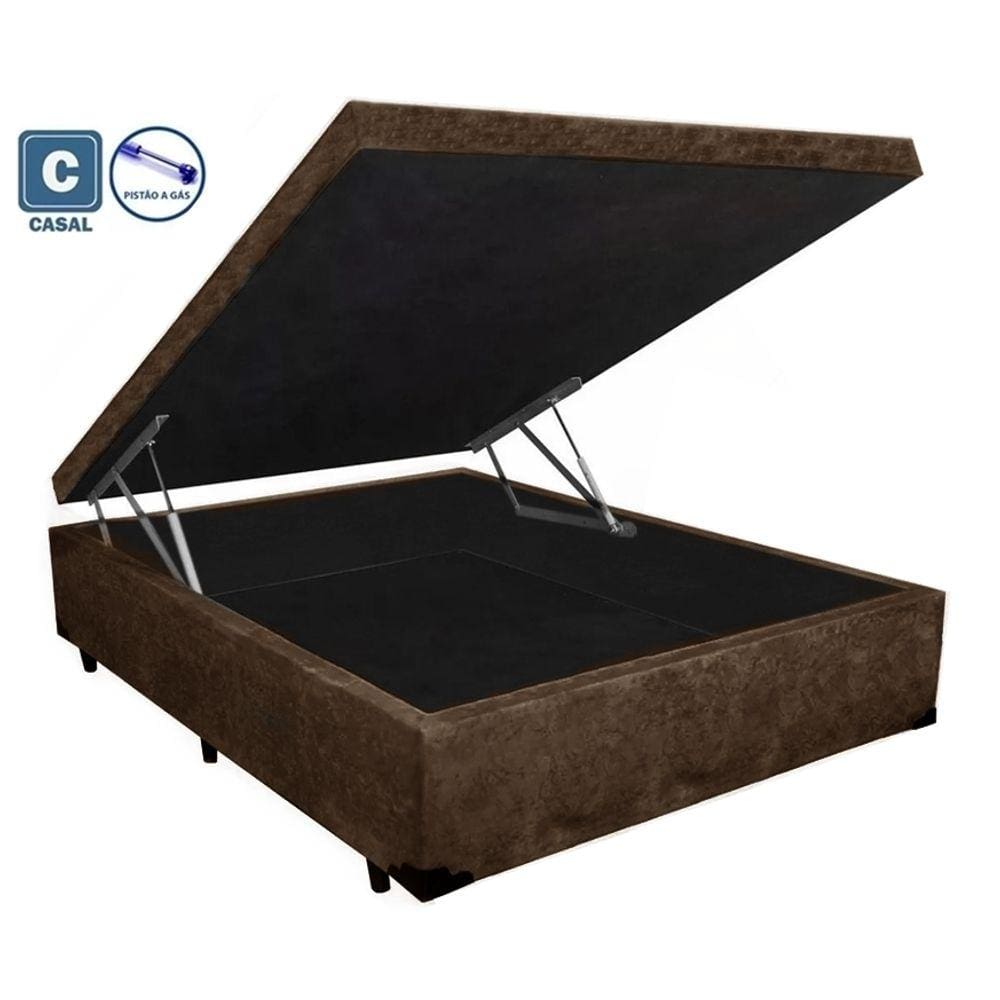 Baú Casal Marrom Home Suede  138x188x41