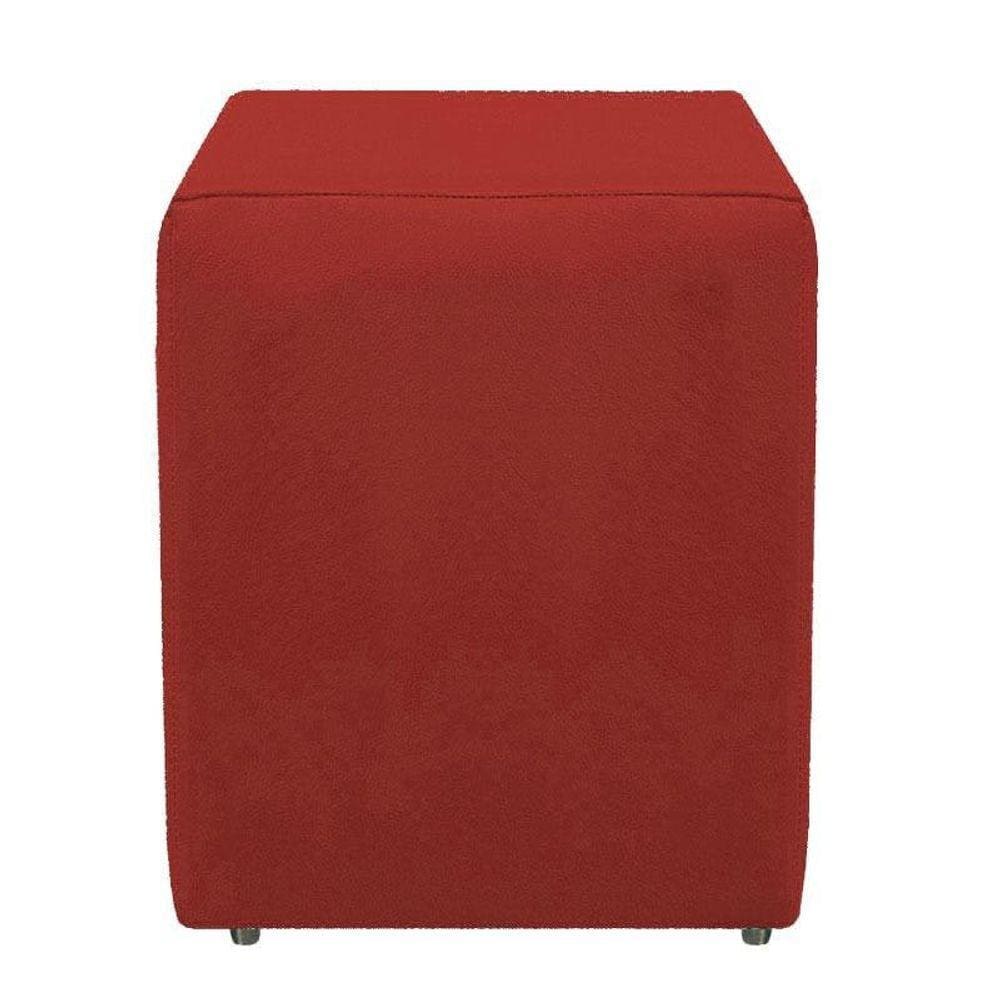 Puff Quadrado Cubo Decorativo Suede Vermelho Para Sala Quarto