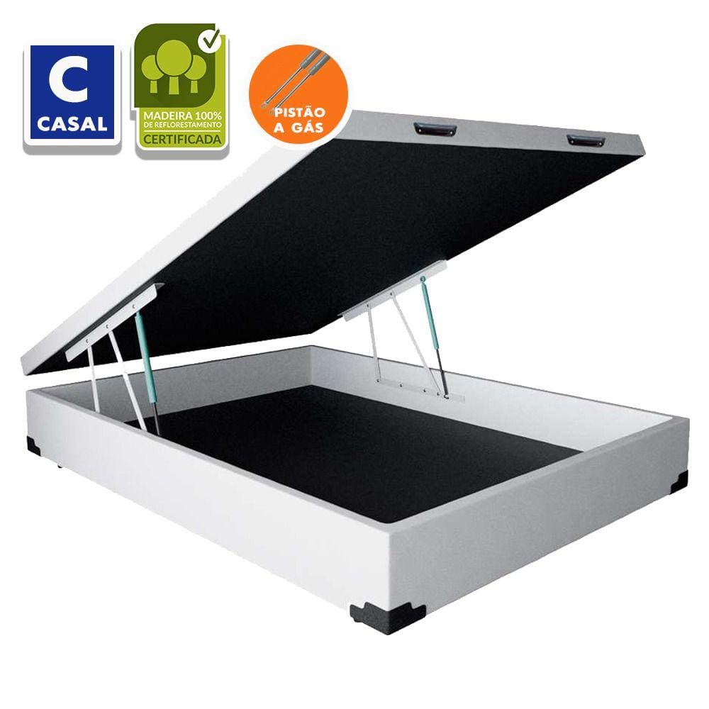 Base Box Baú Casal 1Belos Sonhos Sintético Branco 41x138x188