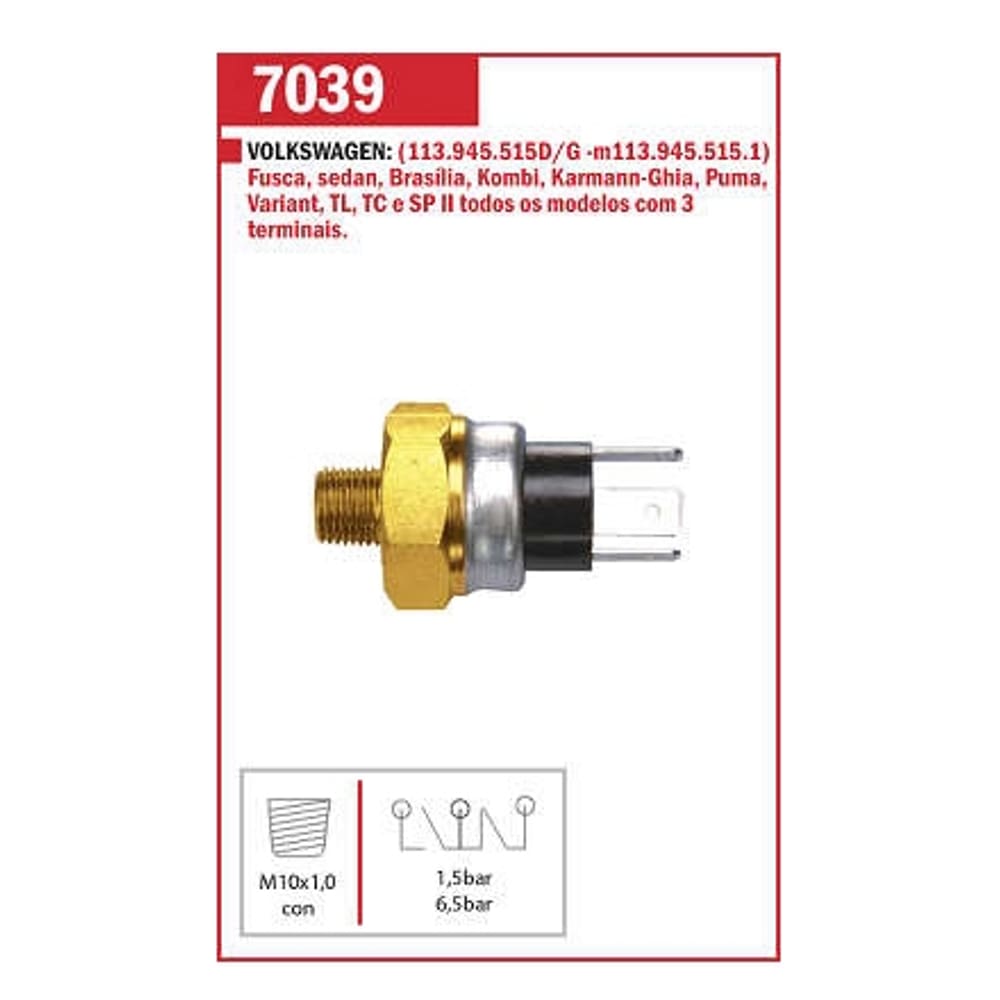 Interruptor Luz De Freio Brasilia Kombi 1300 1600 Todas