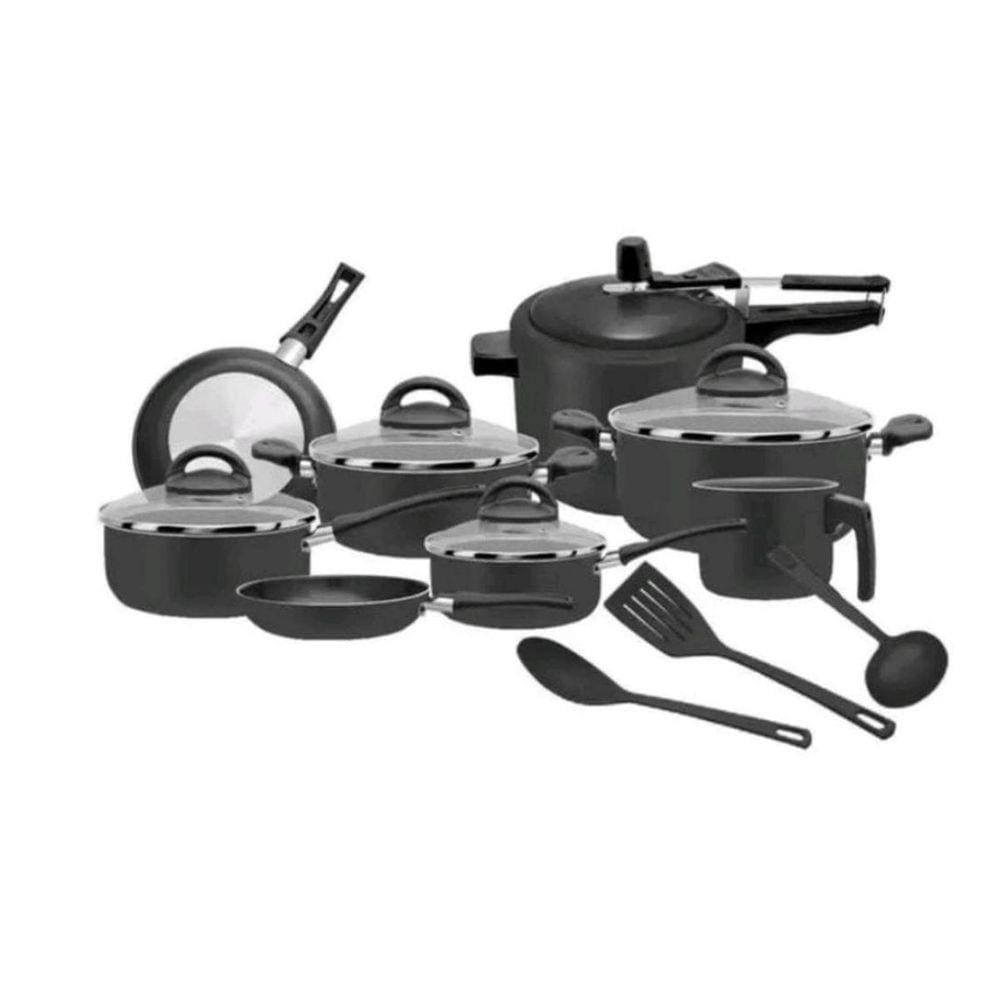 Conjunto De Panelas 11 Peças Preto Com Panela De Pressão