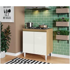 Balcão Aramóveis Kelly Para Cooktop Com 2 Portas Atacama Com Off White