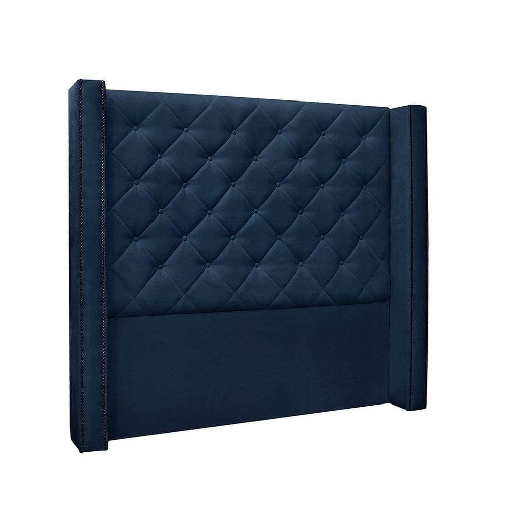 Cabeceira Vicenza Cama Box Solteiro 90Cm Suede Azul Marinho