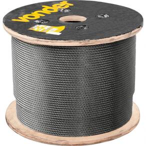 Cabo De Aço Af 1/4" Alma De Fibra 6x7 Polido 100m Vonder